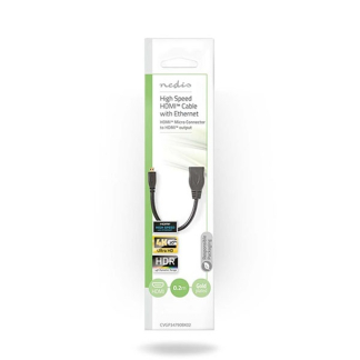 Nedis Micro HDMI naar HDMI adapterkabel | Nedis | 0.2 meter (4K@30Hz, Verguld) CVGP34790BK02 N010104019 - 2