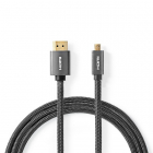 Nedis Micro HDMI naar HDMI kabel | Nedis | 2 meter (4K@60Hz, Ethernet, HDR, Nylon, Verguld) CVTB34700GY20 K010101052 Nedis Micro HDMI naar HDMI kabel | Nedis | 2 meter (4K@60Hz, Ethernet, HDR, Nylon, Verguld) CVTB34700GY20 K010101052