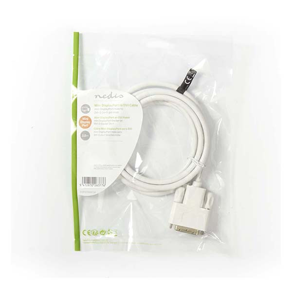 Nedis Mini DisplayPort naar DVI kabel | 2 meter | Nedis (DVI-D, Full HD, 100% koper) CCGP37700WT20 N010403600 - 4