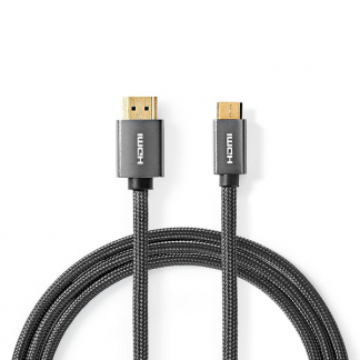 Nedis Mini HDMI naar HDMI kabel | Nedis | 2 meter (4K@60Hz, Ethernet, HDR, Nylon, Verguld) CVTB34500GY20 K010101051 - 1