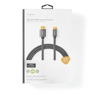 Nedis Mini HDMI naar HDMI kabel | Nedis | 2 meter (4K@60Hz, Ethernet, HDR, Nylon, Verguld) CVTB34500GY20 K010101051 - 3