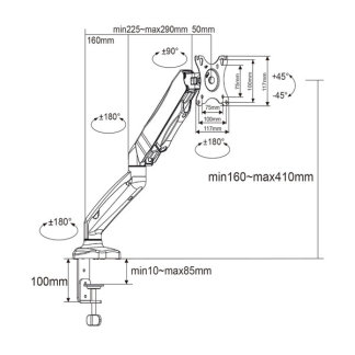 Nedis Monitorbeugel | Nedis | 10 tot 32 inch (Draai, zwenk en kantelbaar, Max. 6 kg) MMSISGS110BK K101501107 - 8