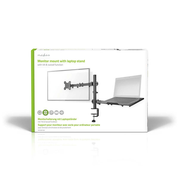 Nedis Monitorbeugel | Nedis | 15 tot 32 inch (Draai, zwenk en kantelbaar, Met laptopstandaard, Max. 8 kg) MMSISNB110BK K101501125 - 5