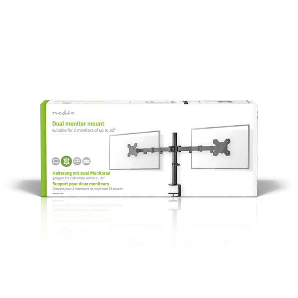 Nedis Monitorbeugel | Nedis | 15 tot 32 inch (Ergonomisch, Draai, zwenk en kantelbaar, 2 schermen, Max. 8 kg) MMDOS110BK K101501109 - 5