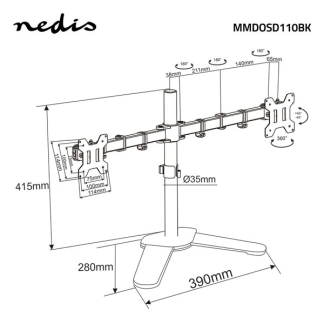 Nedis Monitorbeugel | Nedis | 15 tot 32 inch (Ergonomisch, Draai, zwenk en kantelbaar, Max. 7 kg) MMDOSD110BK K101501126 - 7