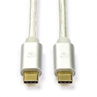 Nedis Nokia oplaadkabel | USB C ↔ USB 3.1 | 1 meter (10 Gbps, Nylon, Zilver) CCTB64750AL10 E010214034 - 