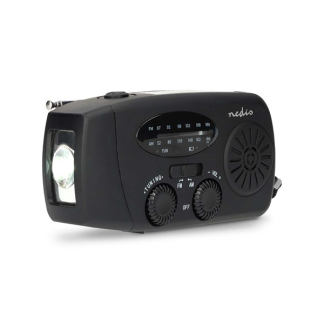 Nedis Noodradio | Nedis | AM | FM (Zaklamp, Opwindbaar, Zonnepaneel, USB) RDFMCR2000BK K010308011