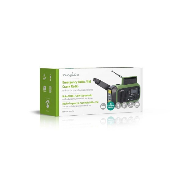 Nedis Noodradio | Nedis | DAB+ | FM (5W, Zaklamp, Zonnepaneel, USB A, USB C) RDDBCR2000GN K010308007 - 7