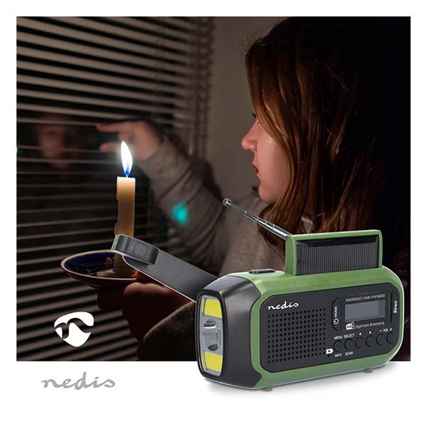 Nedis Noodradio | Nedis | DAB+ | FM (5W, Zaklamp, Zonnepaneel, USB A, USB C) RDDBCR2000GN K010308007 - 8