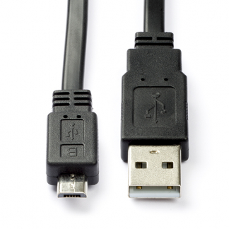 Nedis OnePlus oplaadkabel | USB A ↔ Micro USB | 1 meter (USB 2.0, 480 Mbps, Plat, Zwart) CCGP60410BK10 F010201082 - 1