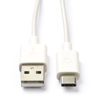 Nedis OnePlus oplaadkabel | USB A ↔  USB C | 1 meter (USB 2.0, 60W, 480 Mbps, Vertind koper, Wit) CCGB60600WT10 F010214061 - 1
