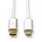 OnePlus oplaadkabel | USB C ↔ Micro USB 2.0 | 2 meter (100% koper, Zilver)