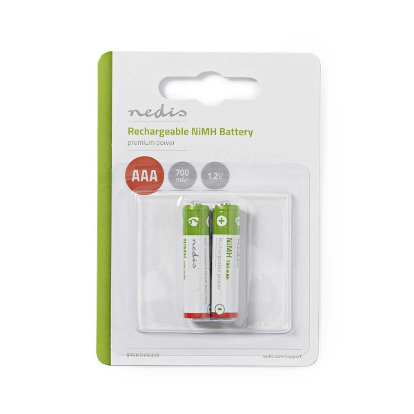 Nedis Oplaadbare AAA batterij - Nedis - 2 stuks (NiMH, 700 mAh, 1.2 V) BANM7HR032B N105005201 - 1