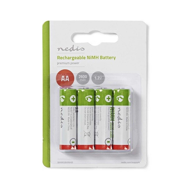 Nedis Oplaadbare AA batterij - Nedis - 4 stuks (NiMH, 2600 mAh, 1.2 V) BANM26HR64B N105005202 - 1