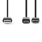 Nedis Oppo oplaadkabel | Micro USB en USB C 2.0 | 1 meter (100% koper, Zwart) CCGL60610BK10 CCGP60610BK10 O010214023