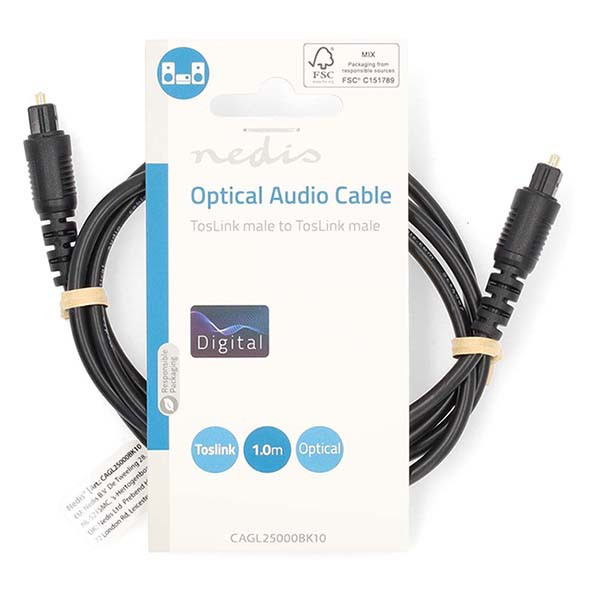Nedis Optische kabel | M ↔ M | Toslink | Nedis | 1 meter | 5 stuks CAGL25000BK10 CAGP25000BK10 V010304000 - 2