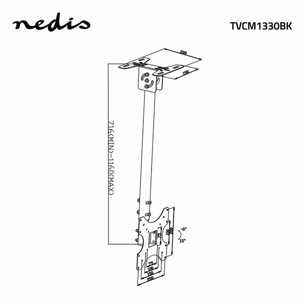 Nedis Plafondbeugel | Nedis | 26 tot 42 inch (Draai en kantelbaar, Verstelbaar, Max. 20 kg) TVCM1330BK N101501014 - 6