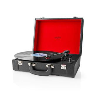 Nedis Platenspeler | Nedis | 18W (Koffer met handvat, 33/45/78 rpm, Riemaandrijving, RCA, Ingebouwde versterker) TURN210BK K070501403