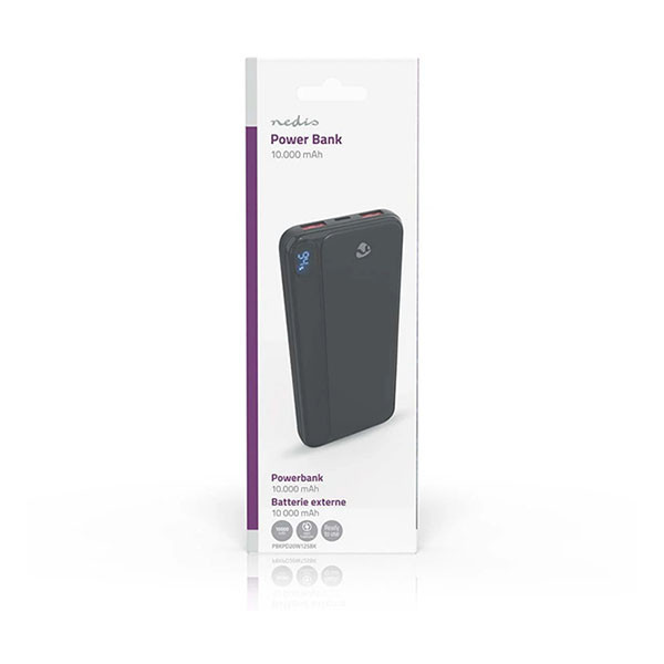 Nedis Powerbank | Nedis | 10.000 mAh (1x USB C, 2x USB A, 20W, Power Delivery) PBKPD20W125BK K170108399 - 5