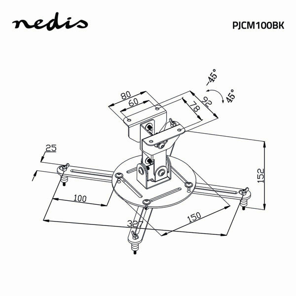 Nedis Projector beugel | Nedis | Plafond (Draai- en kantelbaar, 10 kg) PJCM100BK N101501050 - 6