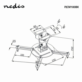 Nedis Projector beugel | Nedis | Plafond (Draai- en kantelbaar, 10 kg) PJCM100BK N101501050 - 6