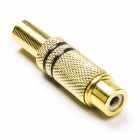 Nedis RCA connector - Nedis (Knikbescherming, Vrouwelijk, Verguld, Goud/Zwart) CAVC24910BKG N060204041 Nedis RCA connector - Nedis (Knikbescherming, Vrouwelijk, Verguld, Goud/Zwart) CAVC24910BKG N060204041