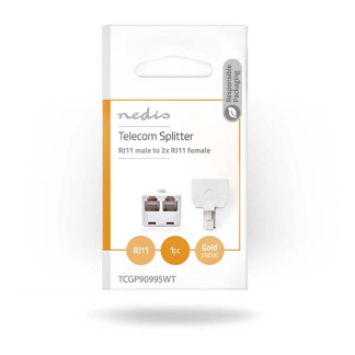 Nedis RJ11 splitter RJ11 male - 2x RJ11 vrouwelijk (Wit) TCGP90995WT N050603003 - 4