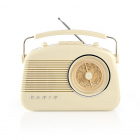 Nedis Retro radio AM/FM (Draagbaar, Batterijen, Wit) RDFM5000BG N010308002