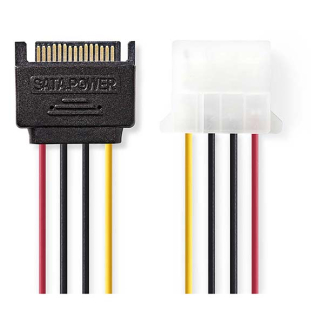 Nedis S-ATA naar Molex stroomkabel (Koper, 0.15 meter) CCGP73530VA015 N010507565 - 2