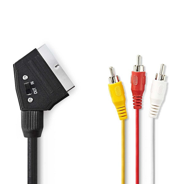 Nedis SCART naar composiet kabel | Nedis | 2 meter (Schakelbaar, 3x Tulp) CVGL31130BK20 CVGP31130BK20 N010407143 - 1