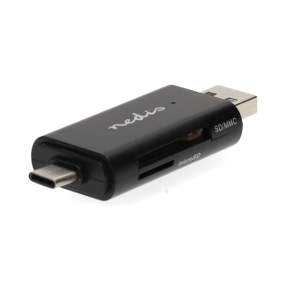 Nedis SD kaartlezer USB | Nedis (USB C en USB A, SD en Micro SD, tot 1 TB, USB 3.2) CRDRU3110BK K030200028