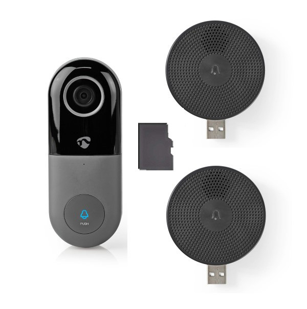 Nedis Slimme deurbel | Nedis SmartLife (Abonnement vrij, Wifi, 2 deurbelgongen, 32GB geheugenkaart)  V170202683 - 1