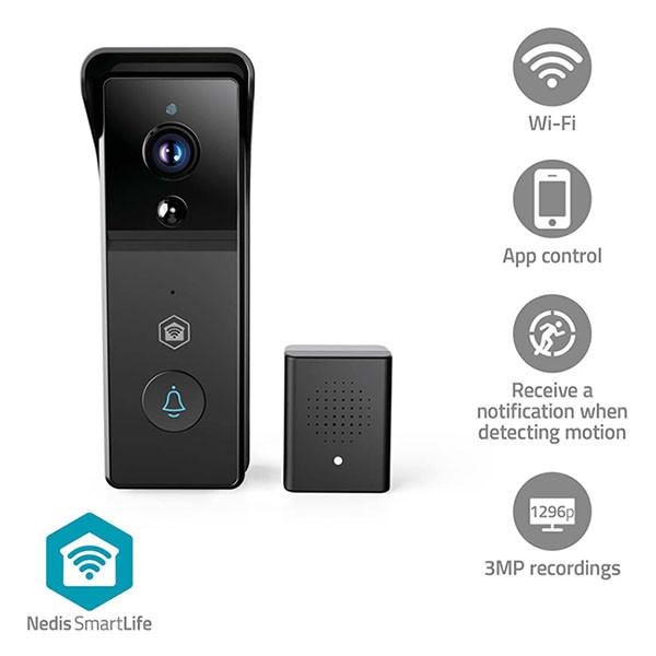 Nedis Slimme deurbel | Nedis SmartLife (Batterijen, Abonnement vrij, Full HD, Nachtzicht, Bewegingssensor, Gespreksfunctie) WIFICDP21BK K010810037 - 7