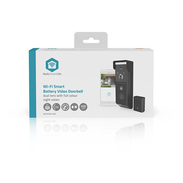 Nedis Slimme deurbel | Nedis SmartLife (Batterijen, Dubbele lens, Abonnement vrij, Full HD, Nachtzicht infrarood/kleur, Bewegingssensor, Gespreksfunctie) WIFICDP31BK K010810038 - 7