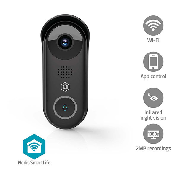 Nedis Slimme deurbel | Nedis SmartLife (Transformator, Abonnement vrij, Full HD, Nachtzicht, Bewegingssensor, Gespreksfunctie) WIFICDP11BK K010810036 - 6