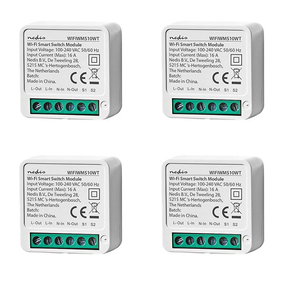 Nedis Slimme schakelaar | Nedis SmartLife | 4 stuks (Wifi, Verlichting, Inbouw, Max. 3680W)  V170202915 - 1