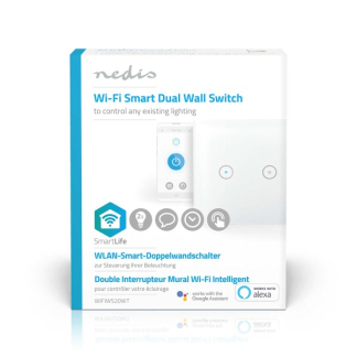 Nedis Slimme schakelaar | Nedis SmartLife (Wifi, Verlichting, Inbouw, Dubbel, Max. 2 x 300W) WIFIWS20WT K170202672 - 2