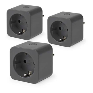 Nedis Slimme stekker | Nedis SmartLife | 3 stuks (Wifi, Randaarde, 10A, Zwart) WIFIP121FBK3 K170113747 - 1