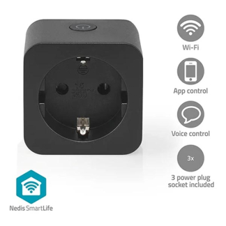 Nedis Slimme stekker | Nedis SmartLife | 3 stuks (Wifi, Randaarde, 10A, Zwart) WIFIP121FBK3 K170113747 - 5