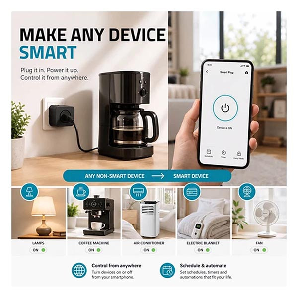 Nedis Slimme stekker | Nedis SmartLife | 3 stuks (Wifi, Randaarde, 10A, Zwart) WIFIP121FBK3 K170113747 - 6