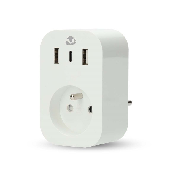 Nedis Slimme stekker | Nedis Smartlife (2x USB-A, 1x USB-C, Wifi, 16A, Penaarde, Timer, Energiemeter) WIFIP151EWT K170203133 - 1