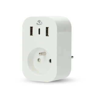 Nedis Slimme stekker | Nedis Smartlife (2x USB-A, 1x USB-C, Wifi, 16A, Penaarde, Timer, Energiemeter) WIFIP151EWT K170203133 - 1