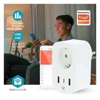 Nedis Slimme stekker | Nedis Smartlife (2x USB-A, 1x USB-C, Wifi, 16A, Randaarde, Timer, Energiemeter) WIFIP151FWT K170203129 - 5