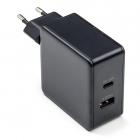 Nedis Snellader | Nedis | 2 poorten (USB A en USB C, 30W, Power Delivery en Quick Charge, Zwart) WCPD30W110BK K120300211