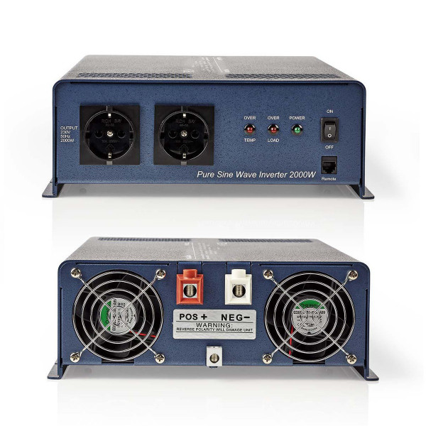Nedis Spanningsomvormer | Nedis | 2000W (12V naar 230V, Zuiver, Dubbel stopcontact) PIPS200012 N170402109 - 1