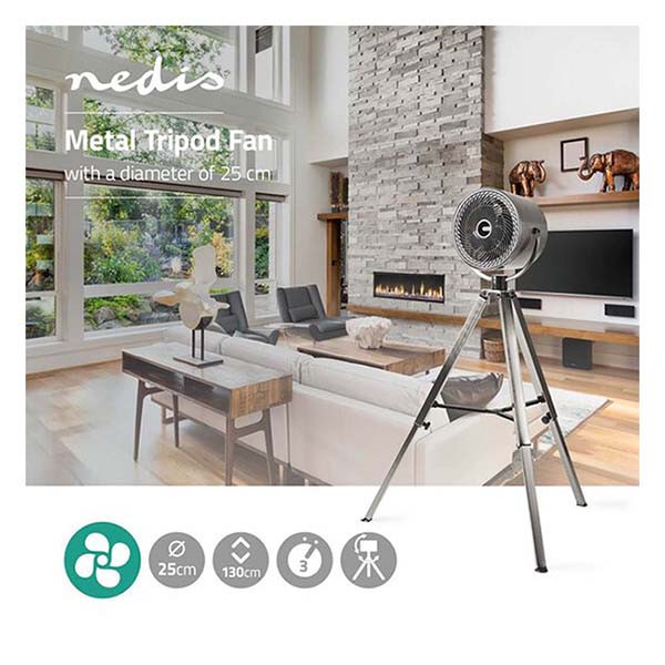 Nedis Staande ventilator | Nedis | Ø 25 cm (3 standen, Verstelbare hoogte, Geborsteld metaal) FNTR20CMT10 K170104104 - 2