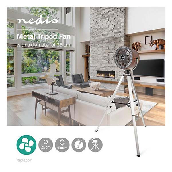 Nedis Staande ventilator | Nedis | Ø 25 cm (3 standen, Verstelbare hoogte, Houtmotief) FNTR20CWD10 K170104103 - 2