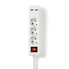 Nedis Stekkerdoos met USB | 1.5 meter ( 3-voudig, 2x USB A, Schakelaar) 41264 EXSO315UFSWT K150305401 - 1