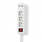 Nedis Stekkerdoos met USB | Nedis | 1.5 meter (3-voudig, 2x USB A, Schakelaar) EXSO315UFSWT A150305401 - 1