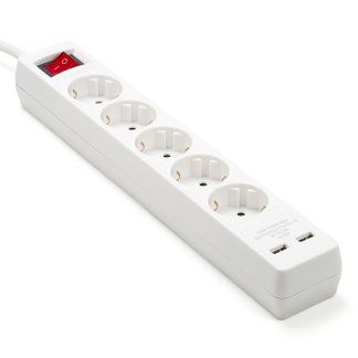 Nedis Stekkerdoos met USB | Nedis | 1.5 meter (5-voudig, 2x USB A, Schakelaar) EXSO515UFSWT A150305402